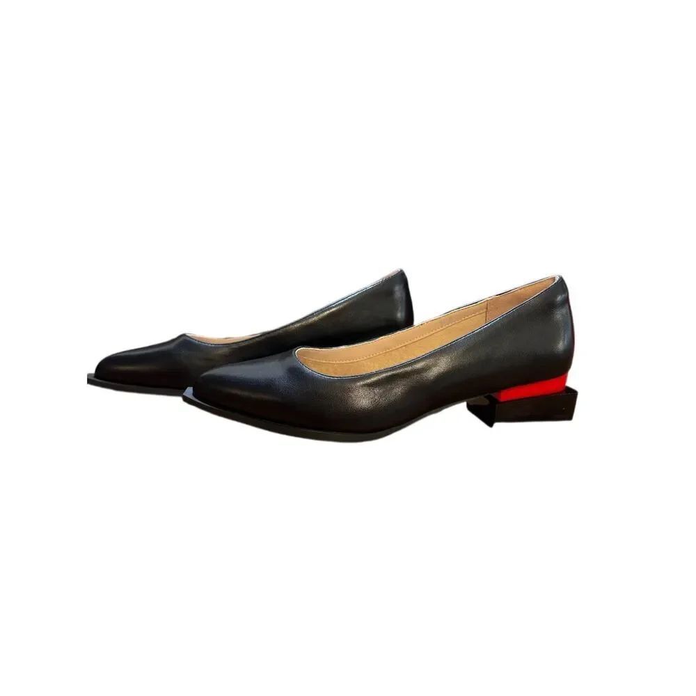 New! LingxiaUne Black Vegan Leather Block Heels Sz 12
